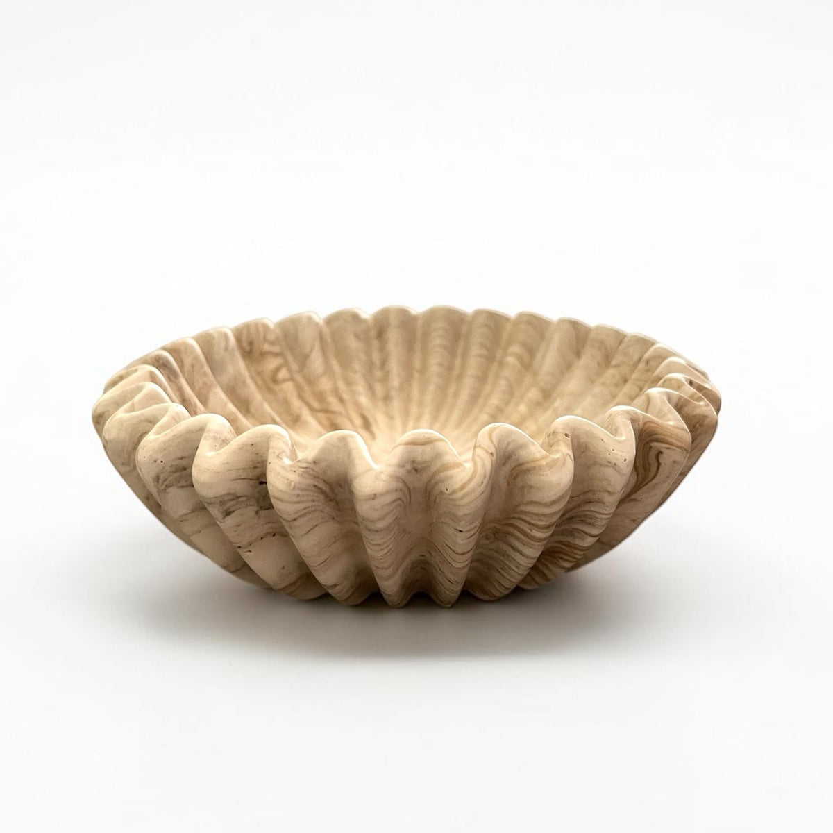 Räfflad skål - liten beige marble