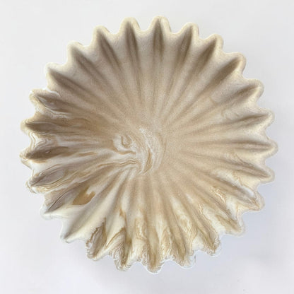 Räfflad skål - stor beige marble